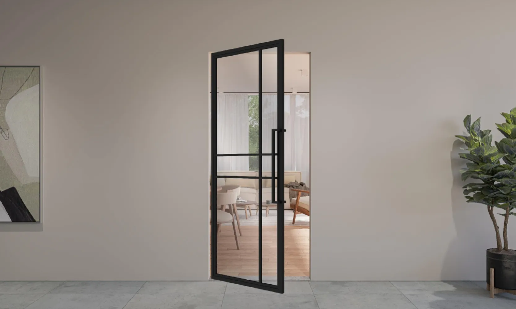 Stalen scharnierdeur 6 Vlaks + Kozijn