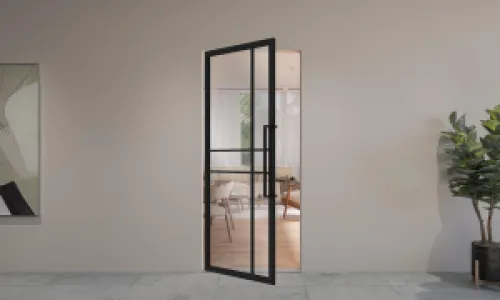 Stalen scharnierdeur 6 Vlaks + Kozijn