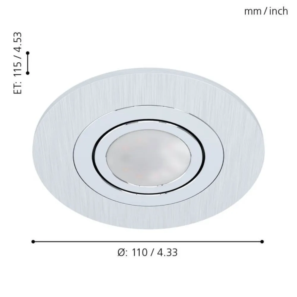EGLO LED Inbouw set 3-L AREITIO rond Kantelbaar aluminium