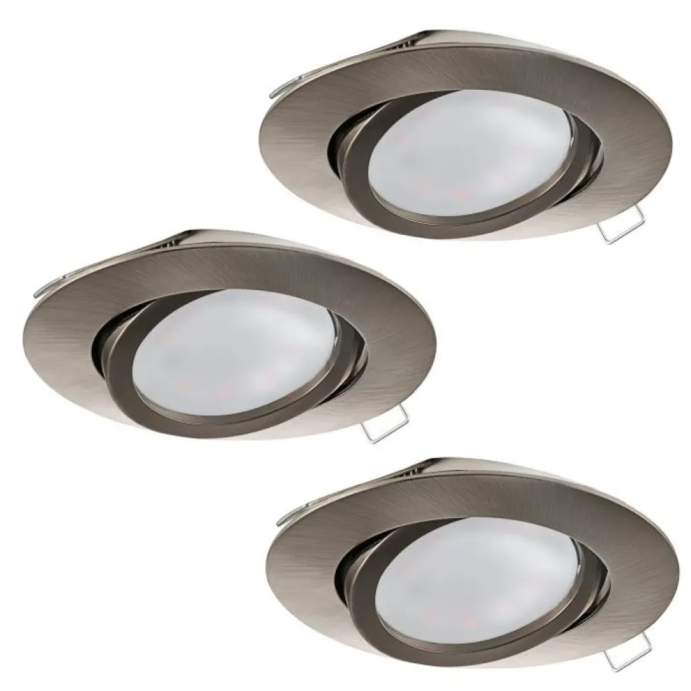 EGLO LED Inbouw set 3-L TEDO GU10 kantelbaar stepdimming nikkel mat