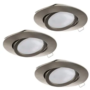 EGLO LED Inbouw set 3-L TEDO GU10 kantelbaar stepdimming nikkel mat
