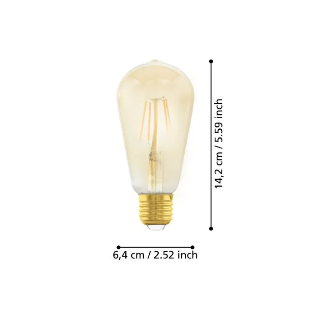 Lichtbron AMBER E27 ST64 270LM 2200K