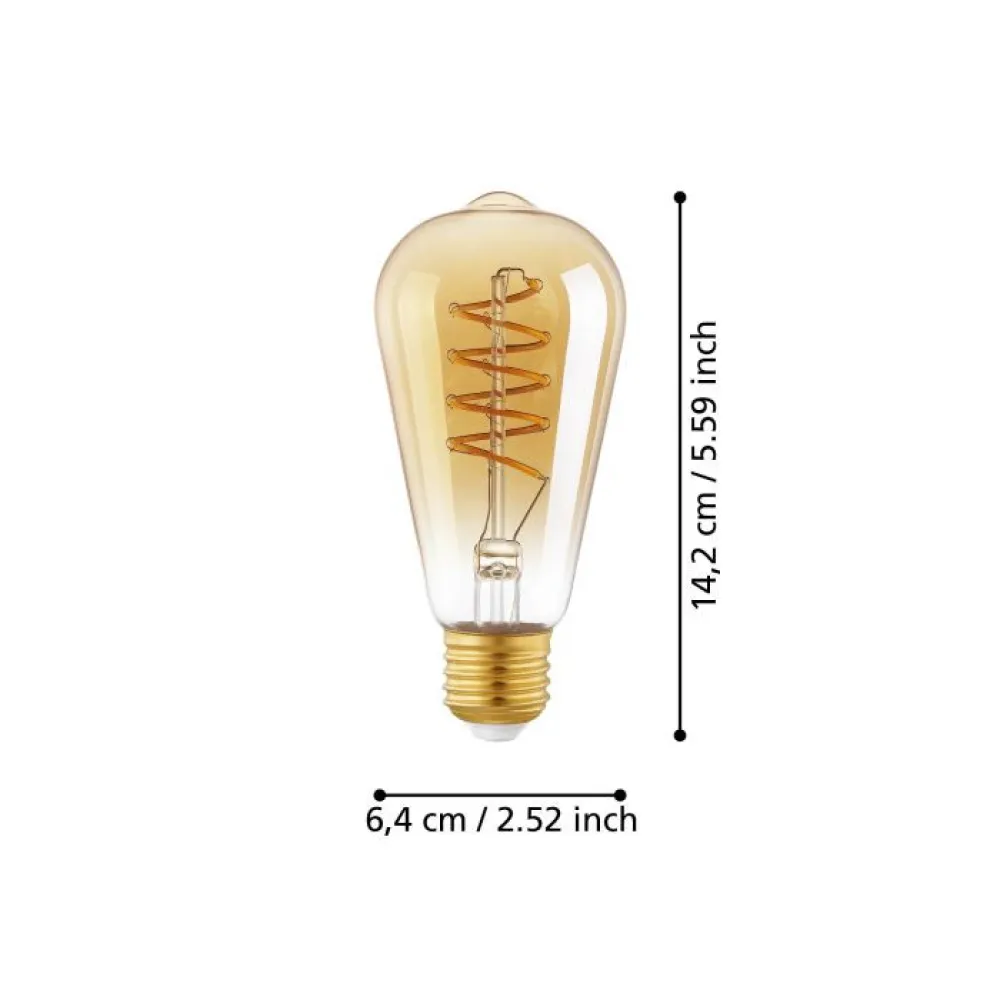 Lichtbron AMBER SPIRAAL E27 ST64 270LM 2200K
