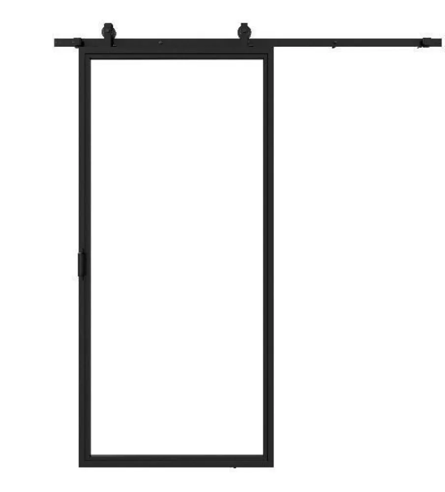 Stalen schuifdeur - compleet systeem 1 Vlaks - Helder glas 1000 x 2150 mm