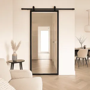 Stalen schuifdeur - compleet systeem 1 Vlaks - Helder glas 1000 x 2150 mm