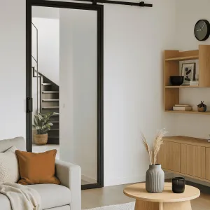 Stalen schuifdeur - compleet systeem 1 Vlaks - Helder glas 1000 x 2150 mm