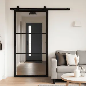 Stalen schuifdeur - 3 Vlaks - Helder glas