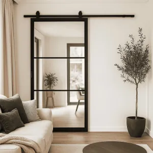 Stalen schuifdeur - 3 Vlaks - Helder glas