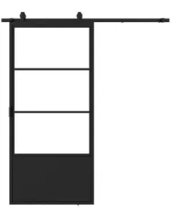 Stalen schuifdeur - 3 Vlaks - Helder glas + Kickplaat
