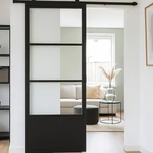 Stalen schuifdeur - 3 Vlaks - Helder glas + Kickplaat