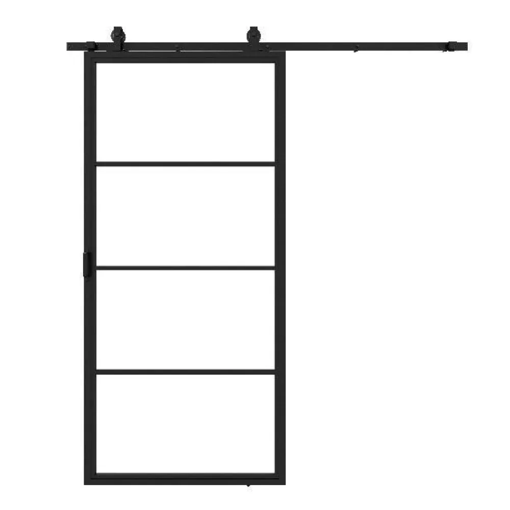 Stalen schuifdeur - 4 Vlaks - Helder glas