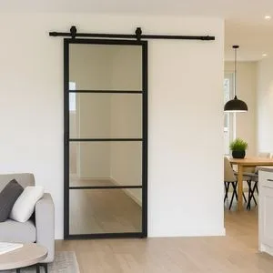 Stalen schuifdeur - 4 Vlaks - Helder glas