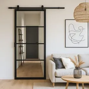 Stalen schuifdeur - 4 Vlaks - Helder glas