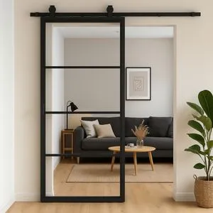 Stalen schuifdeur - 4 Vlaks - Helder glas