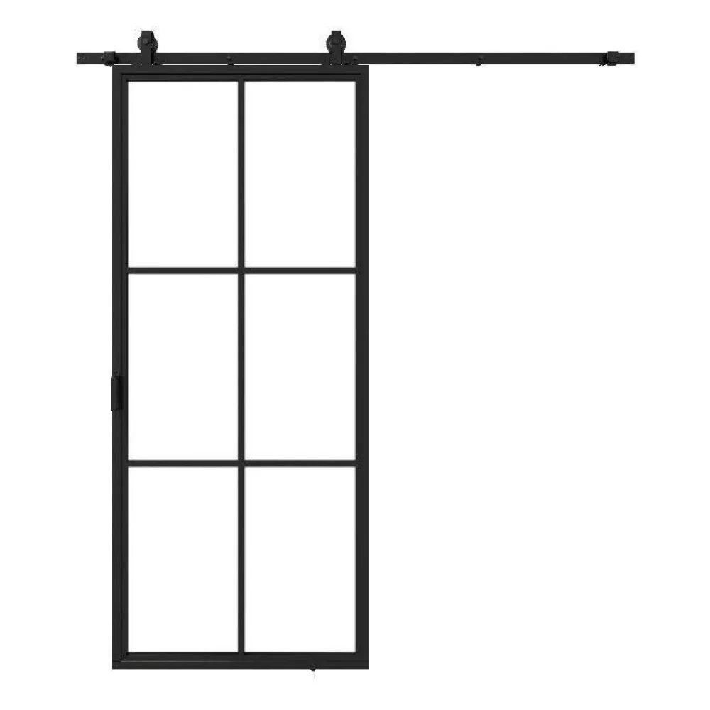 Stalen schuifdeur - 6 Vlaks - Helder glas