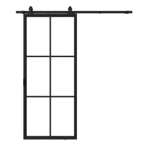 Stalen schuifdeur - 6 Vlaks - Helder glas