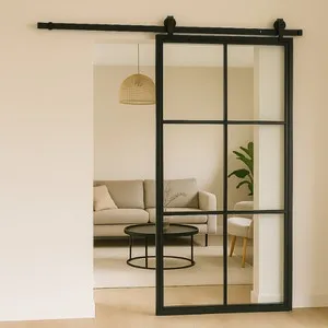 Stalen schuifdeur - 6 Vlaks - Helder glas