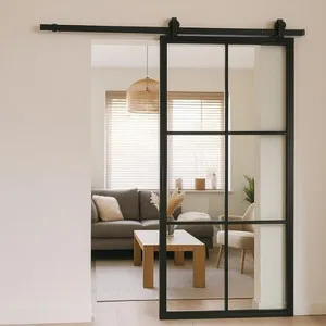 Stalen schuifdeur - 6 Vlaks - Helder glas