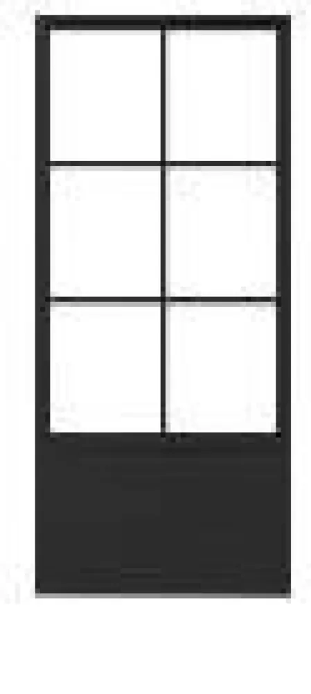 Stalen schuifdeur - 6 Vlaks - Helder glas + Kickplaat 1000 x 2150 mm