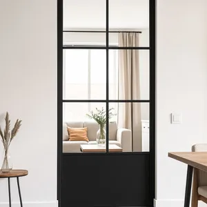 Stalen schuifdeur - 6 Vlaks - Helder glas + Kickplaat 1000 x 2150 mm