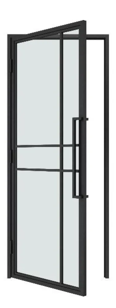 Stalen schuifdeur - 6 Vlaks Kruis - Helder glas