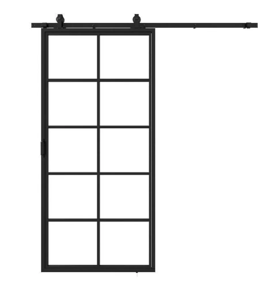 Stalen schuifdeur - 10 Vlaks - Helder glas 1000 x 2150 mm