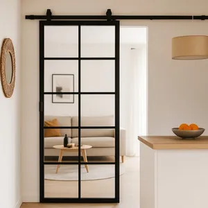 Stalen schuifdeur - 10 Vlaks - Helder glas 1000 x 2150 mm