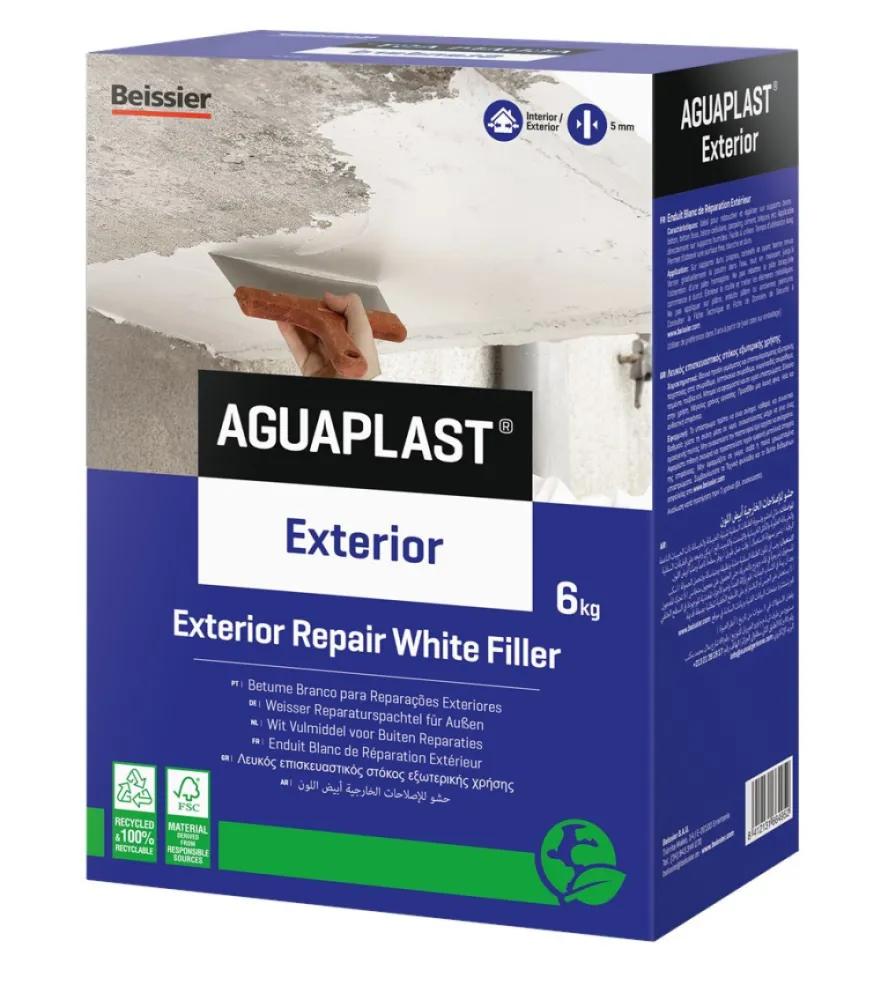 Aguaplast Exterior wit vulmiddel voor buiten reparaties doos 1,5 kg