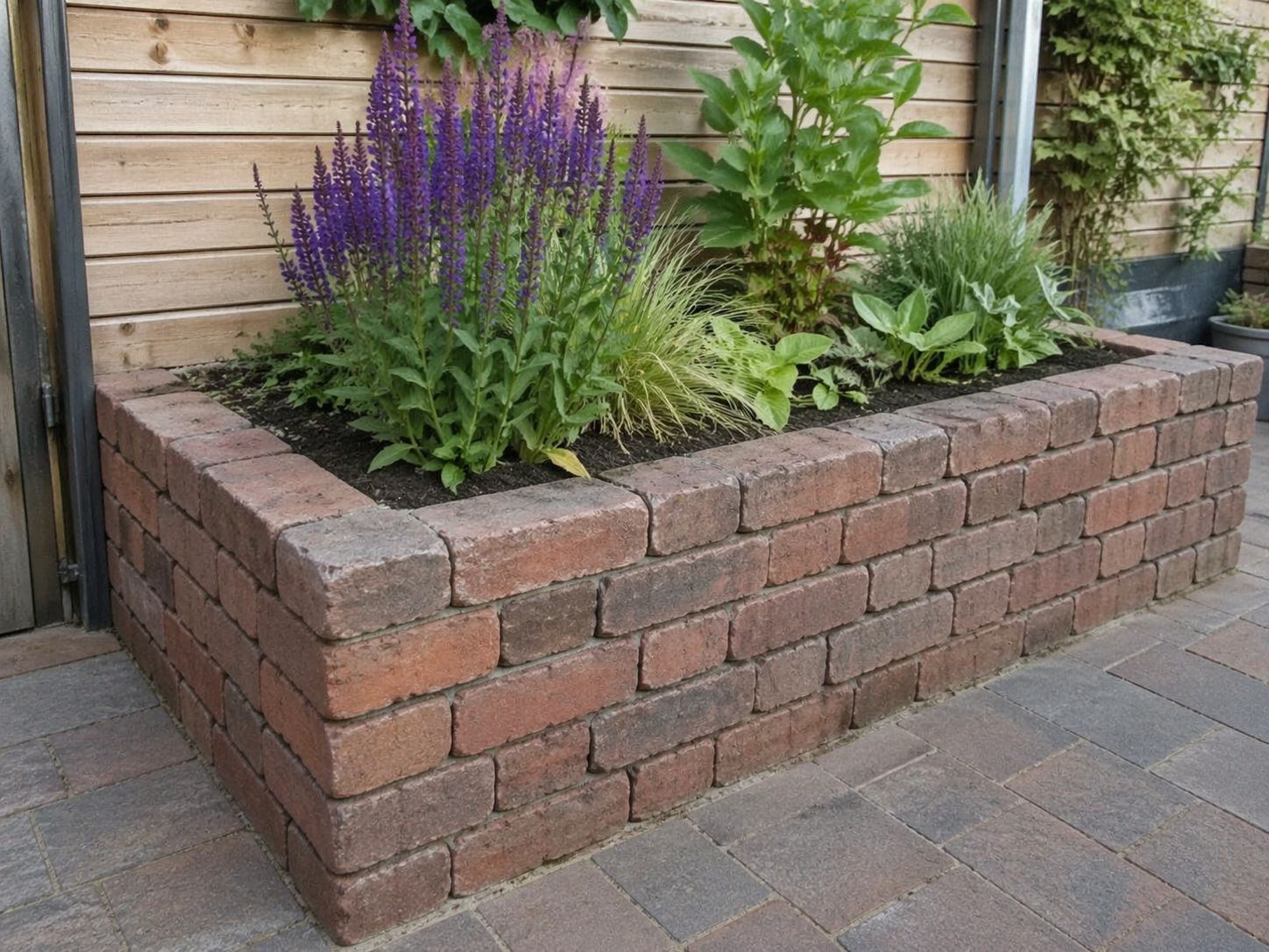 Plantenbak gemaakt van klinkers